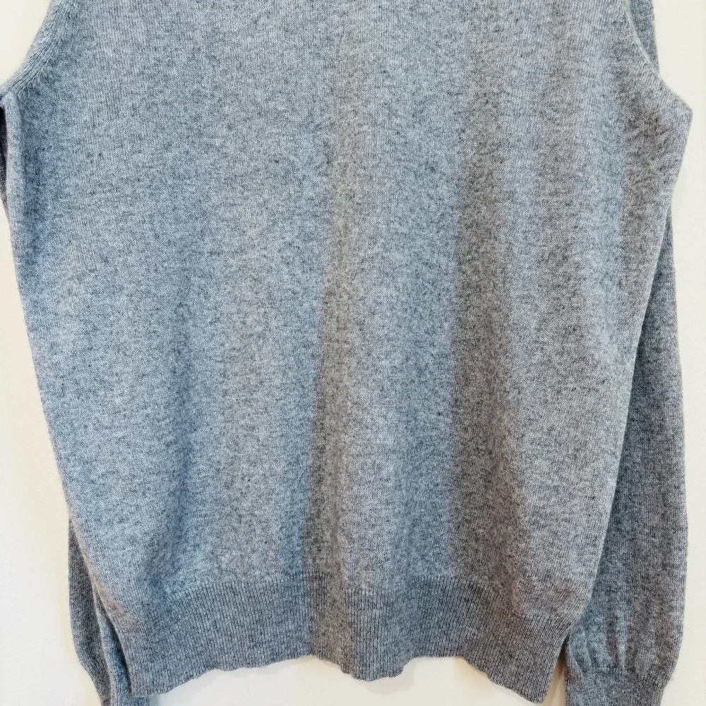 Apt9 Men Large Cashmere Silk V Neck heather gray knit slouchy pullover Sweater